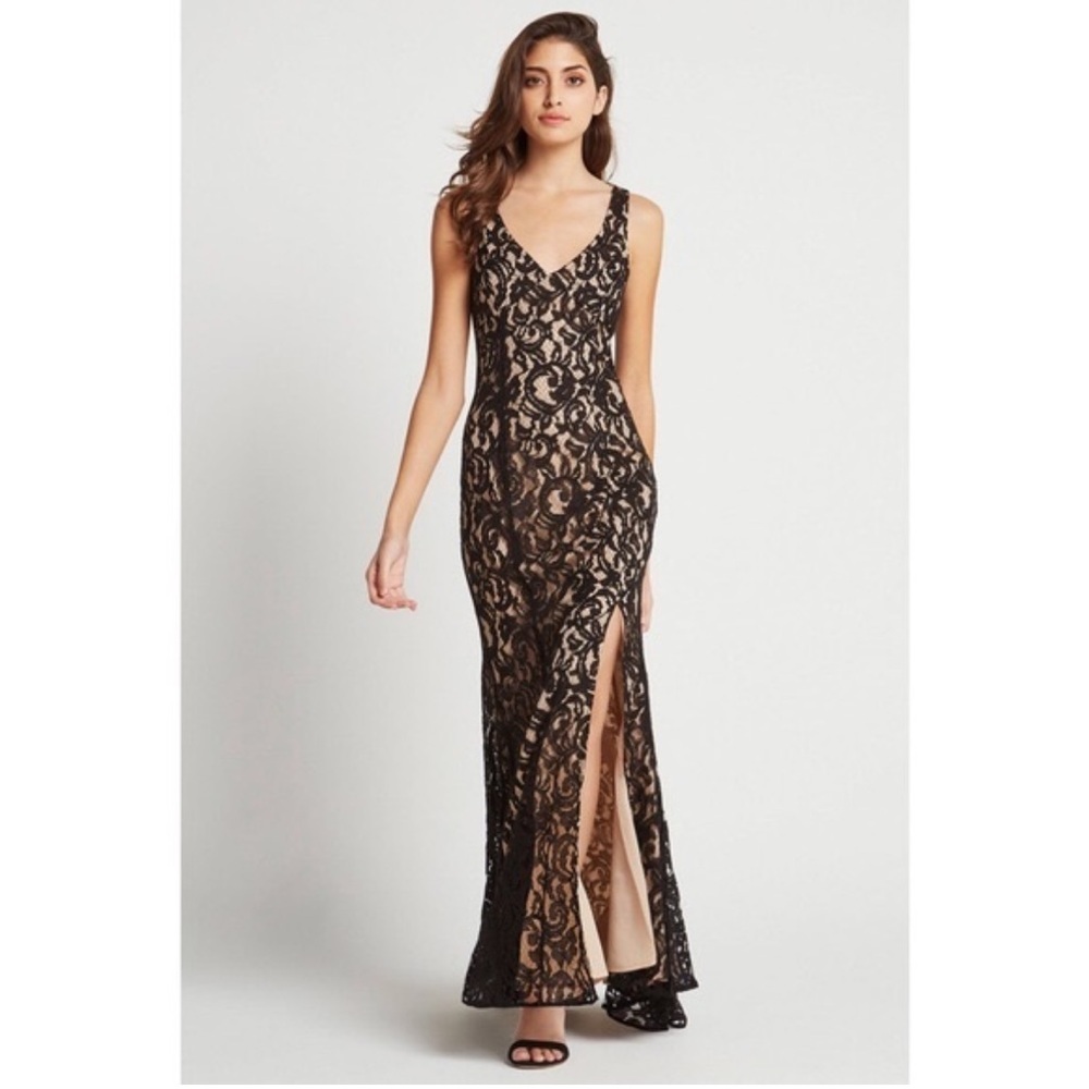 BCBGeneration Elegant Black Lace inset formal dress size 8